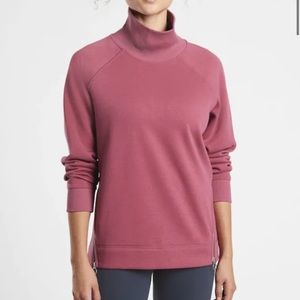 NWT ATHLETA Cozy Karma Side Zip Funnel Neck Sweatshirt XS Victorian Berry Pink